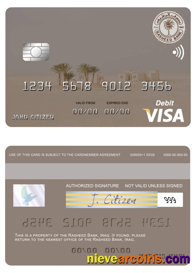 Iraq Rasheed Bank visa debit card